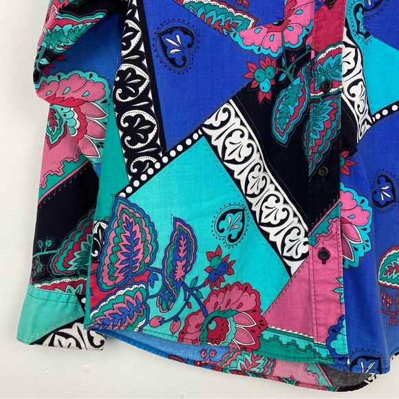 Vtg Frontier Series size Medium Women’s Multicolor Colorful Aztec Western Shirt - Picture 3 of 9